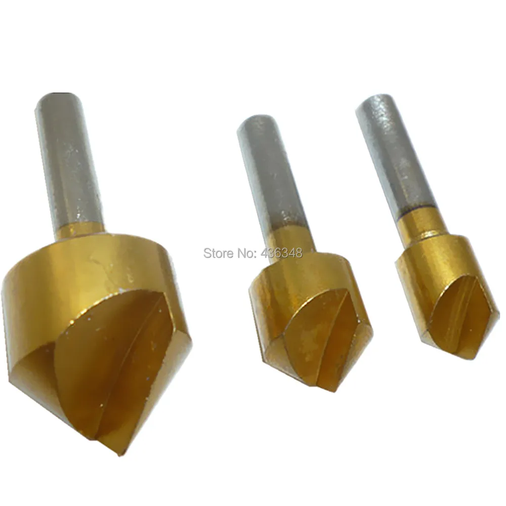 3 шт. один Флейта Титан покрытием фаска фаски 90 градусов 3/8 &quot1/2&quot 3/4 &quotдревесины