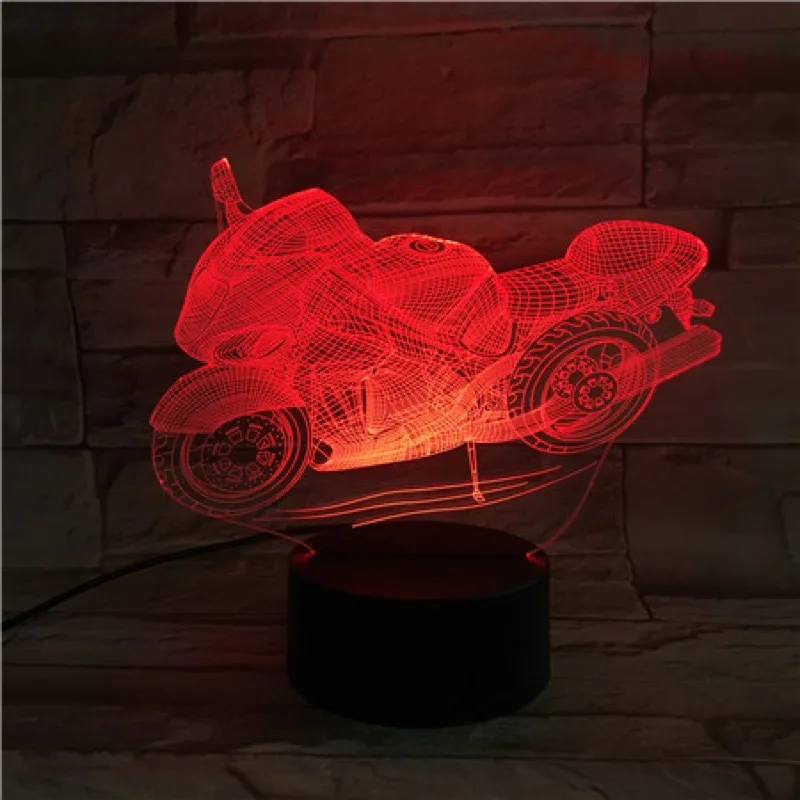 Крутой 3D ночник для мотоцикла настольная лампа иллюзисветильник льник RGB