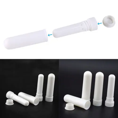 

Wholesale 100PCS White Blank Nasal Inhaler Empty Aromatherapy Oil Nasal Inhaler Tubes Complete Sticks With Cotton core