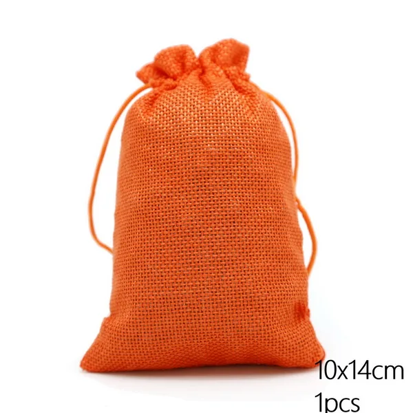 Orange Yellow Хлопковые льняные Подарочные мешки 10x14 см для упаковки ювелирных изделий, мешочек для смартфонов, сумок, для Одежда для свадьбы, дня рождения ожерелье «леденец» 9 Цвета - Цвет: Orange Yellow