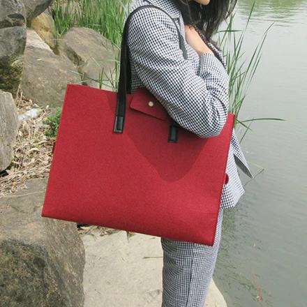 wine red felt bag Бренд Sight focus, серая фетровая сумка, сумка через плечо, lightweig, модная сумка для утилизации, женская сумка, vilten tas bolso gris mujer - Цвет: wine red felt bag