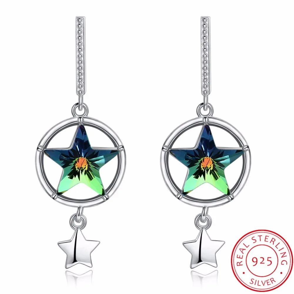 Серьги-подвески женские из серебра 925 пробы с кристаллами Swarovski | Украшения и