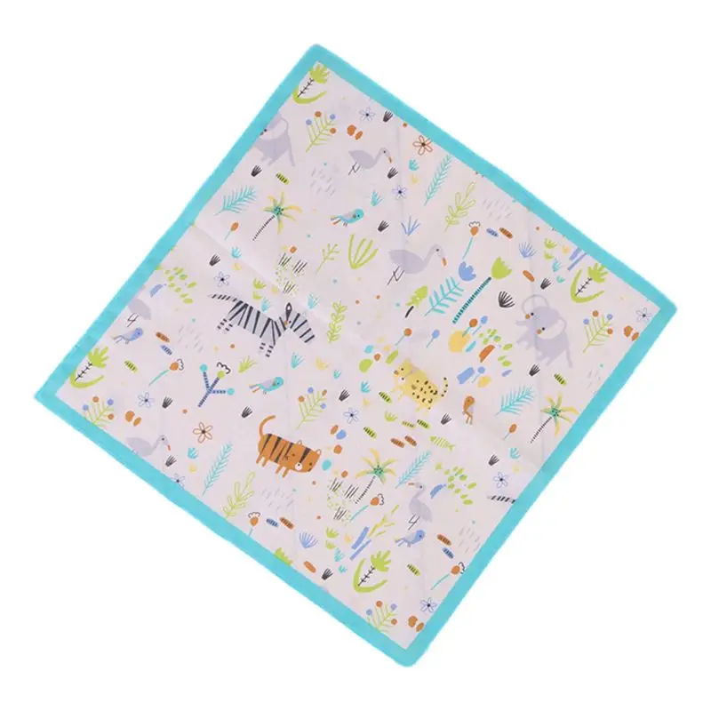 35x35cm Children Baby 60s Cotton Square Handkerchief Cute Cartoon Animal Fish Printing Toddler Towels Sweet Candy Color Hankies