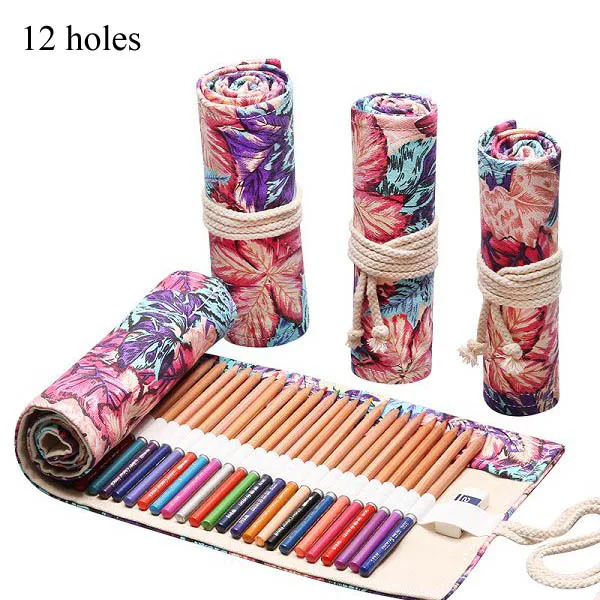 12 holes leaf 12/24/36 отверстия Карандаш Чехол Trousse Stylo Kawaii Cat рулон Pennen Etui Astuccio порта Пенне Articulos Escolares большой школьный рюкзак - Цвет: 12 holes leaf