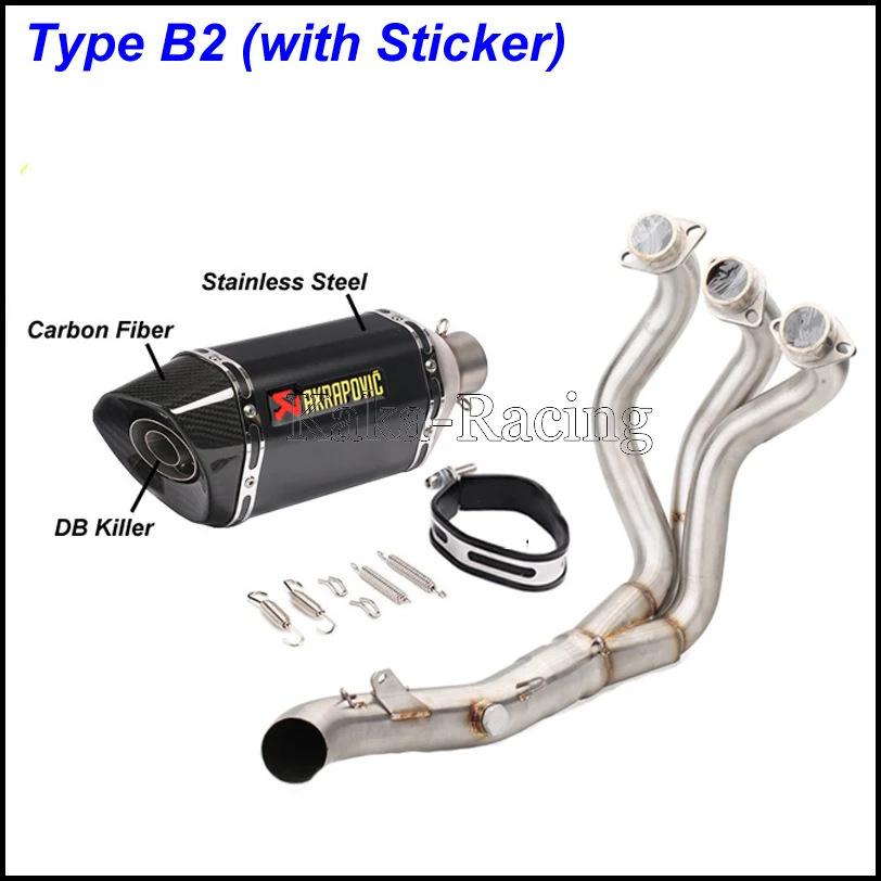 Type B2(sticker) MT09 FZ09 мотоциклетная выхлопная система без шнуровки Модифицированная труба Akrapovic глушитель из углеродного волокна для Yamaha MT-09 FZ-09 - Цвет: Type B2(sticker)