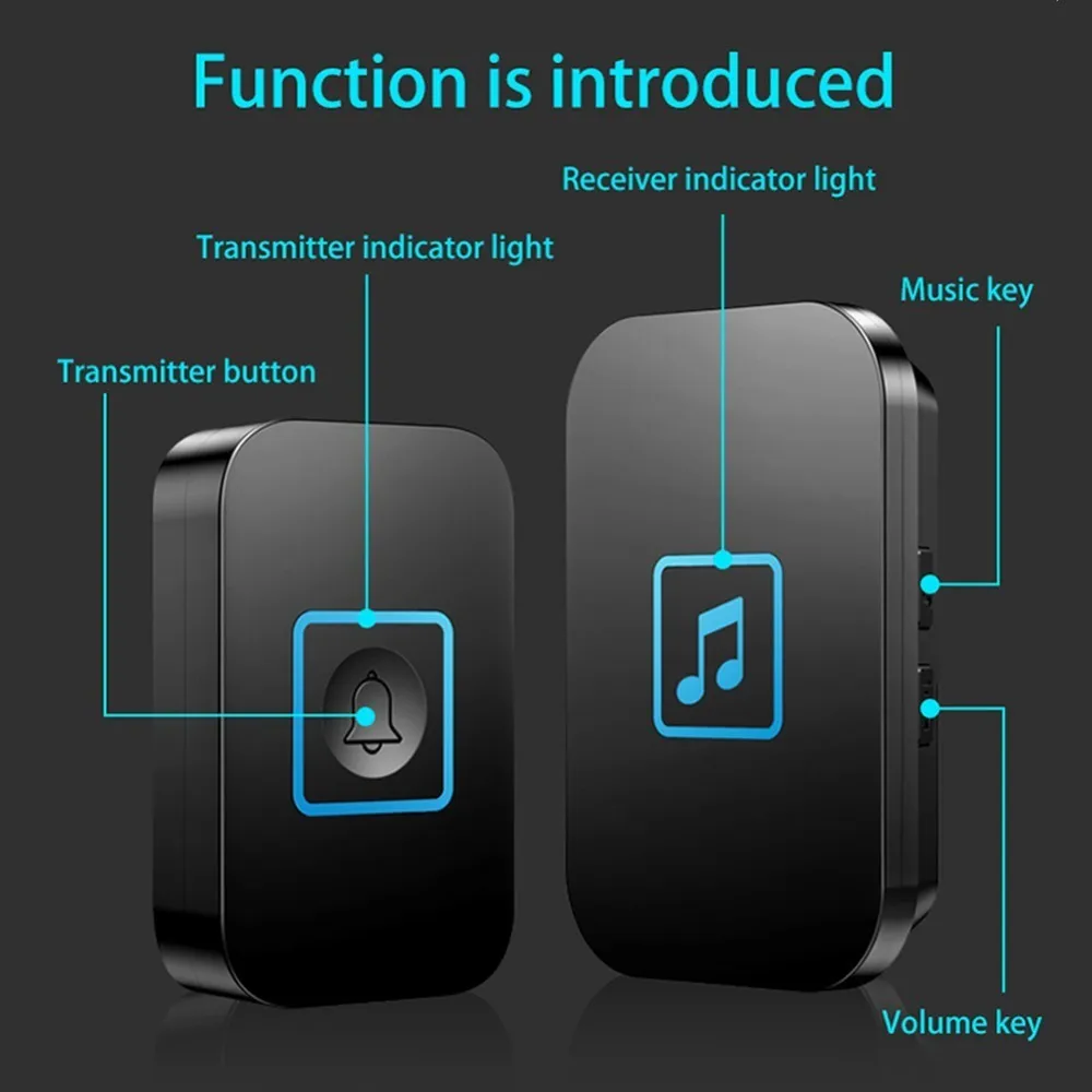 Водонепроницаемый беспроводной дверной звонок светодиодный светильник без