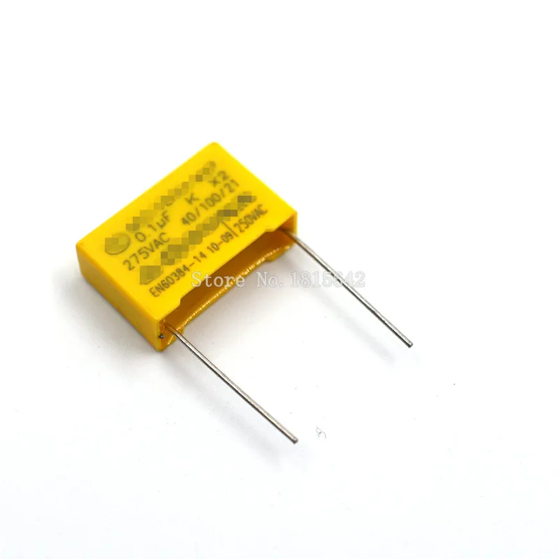 10 шт./лот защитного конденсатора (275VAC 104 0 1 мкФ 275V Шаг 15 мм полипропиленовый