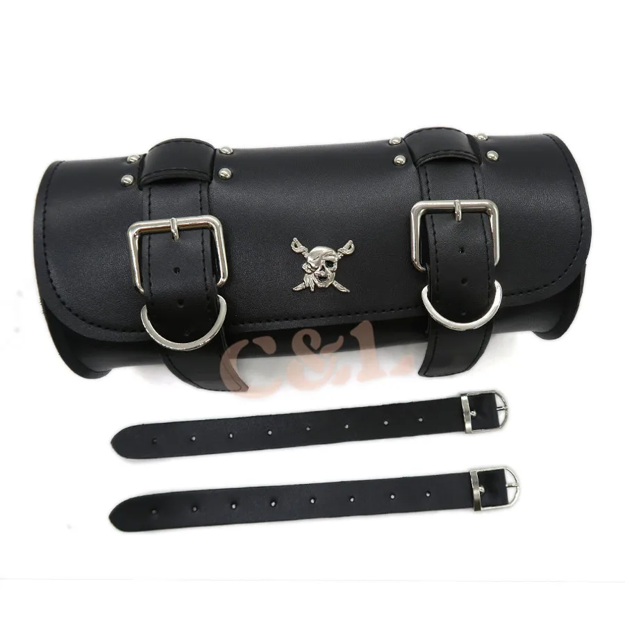 Черная мотоциклетная Сумка-седло с черепом из искусственной кожи Боковая Сумка