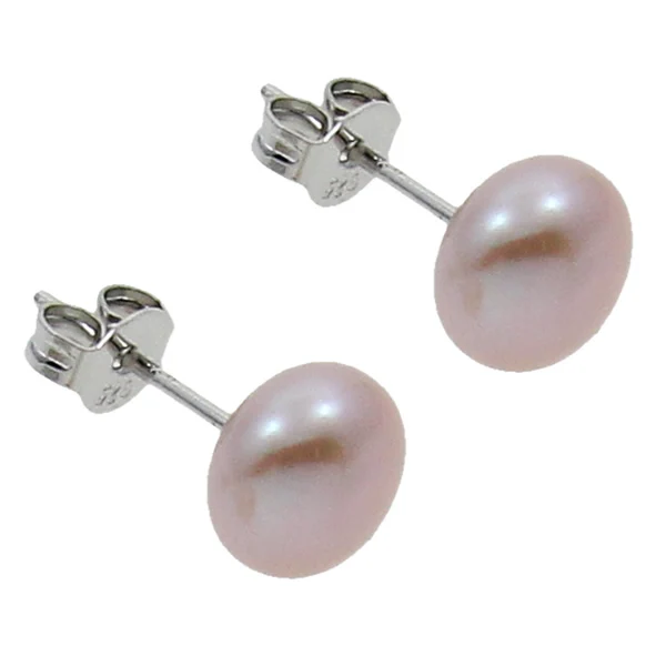 Серьги гвоздики женские с натуральным серебром 5 6 мм|stud earrings|freshwater pearl earringspearl