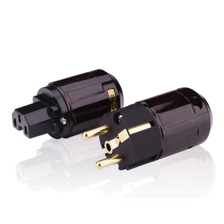 1 пара Hifi Разъем питания P 079E/C 079 24k позолоченный SCHUKO разъем ЕС Версия Мужской