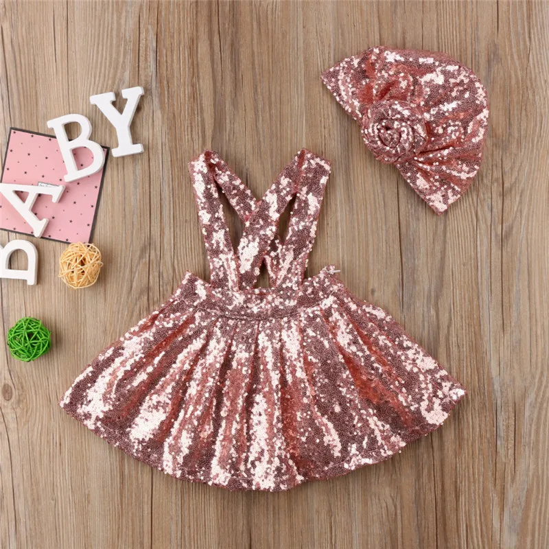 Детская одежда с блестками для маленьких девочек комбинезон юбочкой на