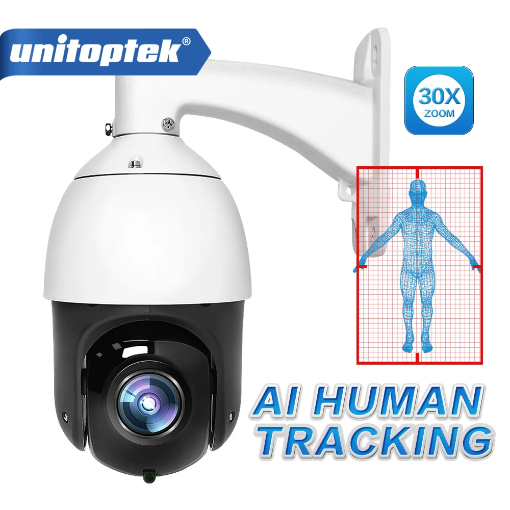 

1080P PTZ IP Camera AI Auto Tracking 30X Zoom H.265 IP66 POE IP Camera AI Human Body Face Zooming Programing Presets Patrolling