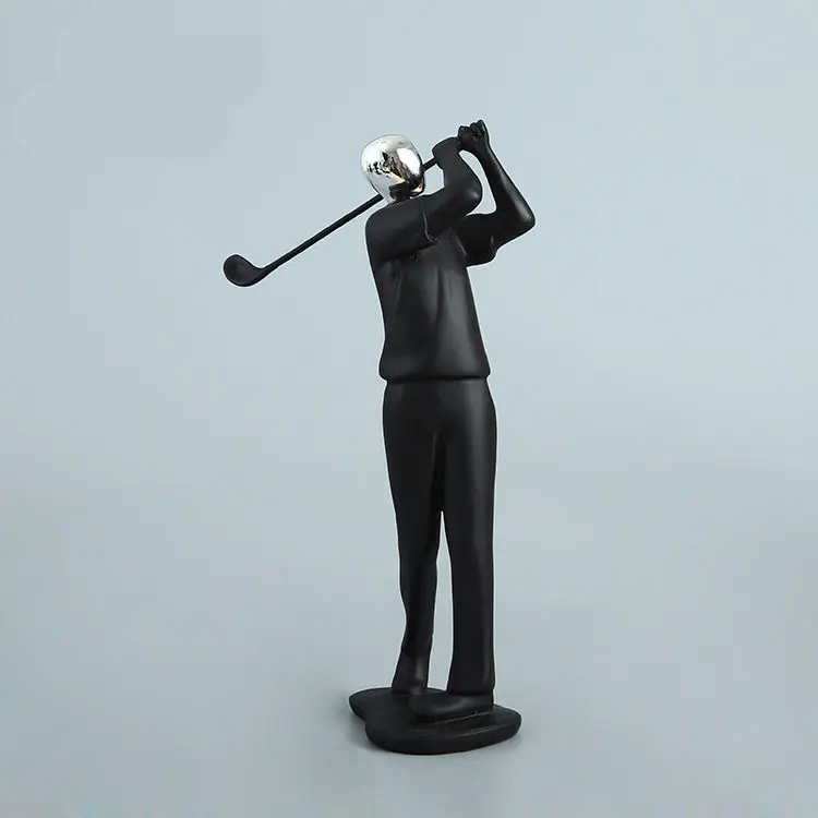 [Crafts] Modern Abstract Sculpture Sports Golf player Golfer figure model Statue Art Carving Resin Figurine Home Decorations