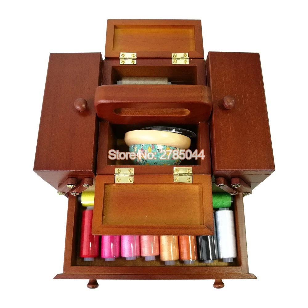 Sanbest винтажный Натуральный Деревянный швейный ящик ручка поставщик швейных