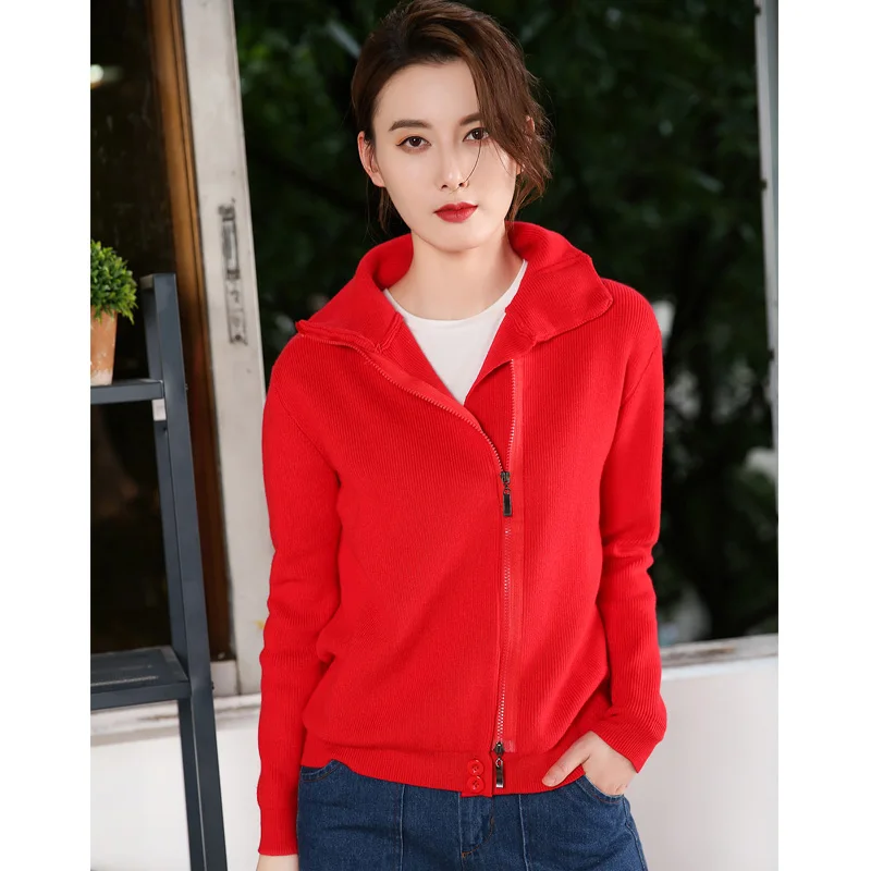 2019 осень зима Новый кардиган с горловиной женский кашемировый свитер Slim Fit Одежда