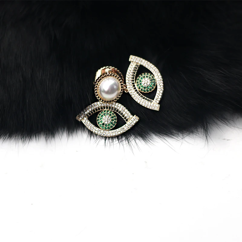 Серьги MADALENA SARARA S925 иглы Висячие фианит AAAA и Кристалл инкрустированные глаза