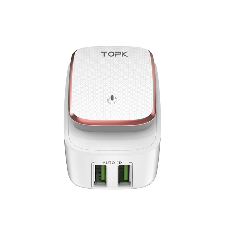Topk 3-Порты и разъёмы телефон Зарядное устройство 5 В 3.4a(макс.) светодиодный индикатор auto-id USB Зарядное устройство Портативный tarvel ЕС и США Plug стены Зарядное устройство адаптер(белый