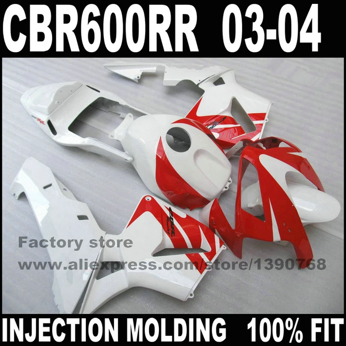 

Motorcycle injection fairings kit for HONDA CBR 600 RR 2003 2004 CBR600RR 03 04 red white motorcycle fairing hull parts