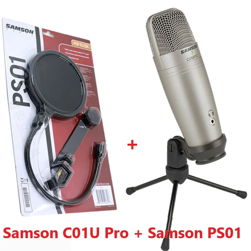 USB Студийный конденсаторный микрофон Samson C01U Pro с PS01 поп фильтром и экраном