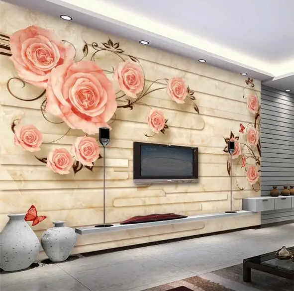 Пользовательские фото обои 3D стерео большие фрески розовая роза настенные