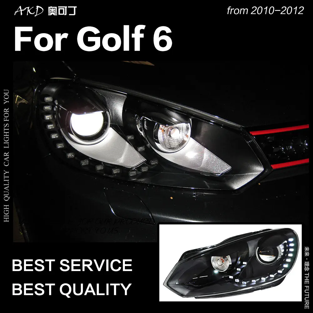 AKD автомобильный Стайлинг для VW Golf 6 светодиодный налобный фонарь 2009-2012 R20 дизайн гольф светодиодный DRL Hid головной фонарь Ангел глаз биксеноновый луч аксессуары