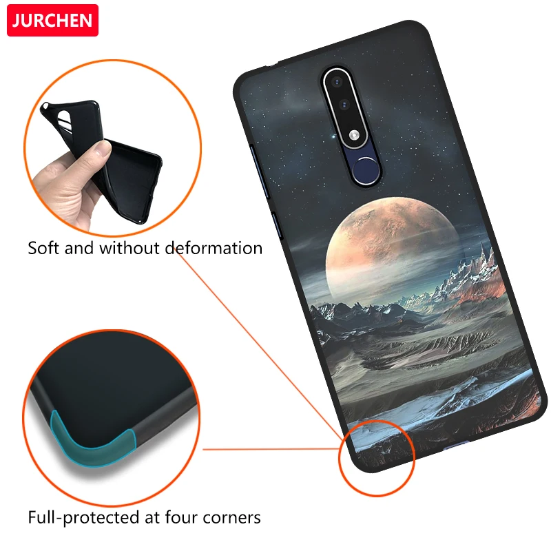 Мягкий силиконовый чехол JURCHEN для Nokia 3 1 Plus черный с 3D рисунком Plus|Бамперы| |