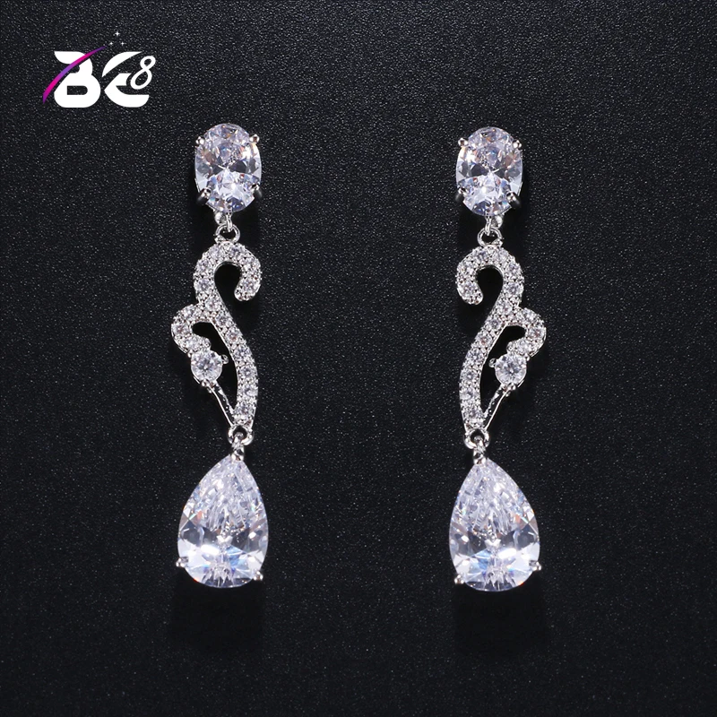 

Be 8 Summer New Fashion CZ Water Drop Shape Lovely Long Earring , Bridal Crystal Wedding Earrings for Brides E381