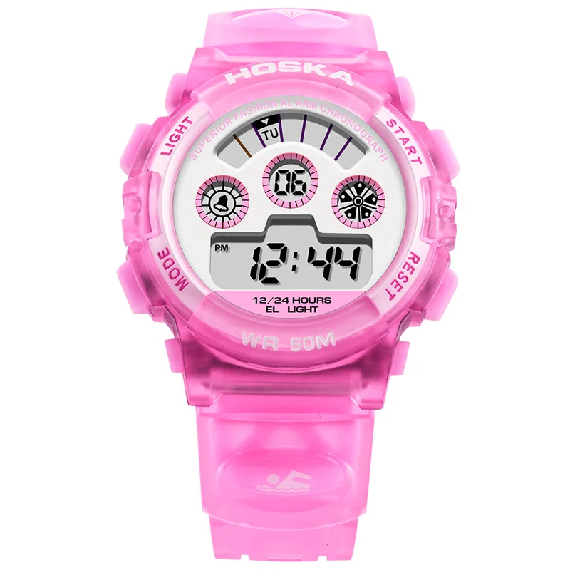 Hoska модная брендовая детская часы Дети Многофункциональный световой Студент