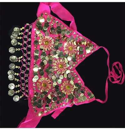hot pink Дети танцуют топ блестки золотые монеты топ девушки танцуют одежда топ / тройники - Цвет: hot pink