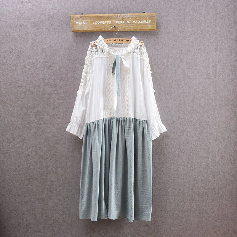 Женское винтажное платье в стиле хиппи белое из хлопка Бохо с кружевной вышивкой