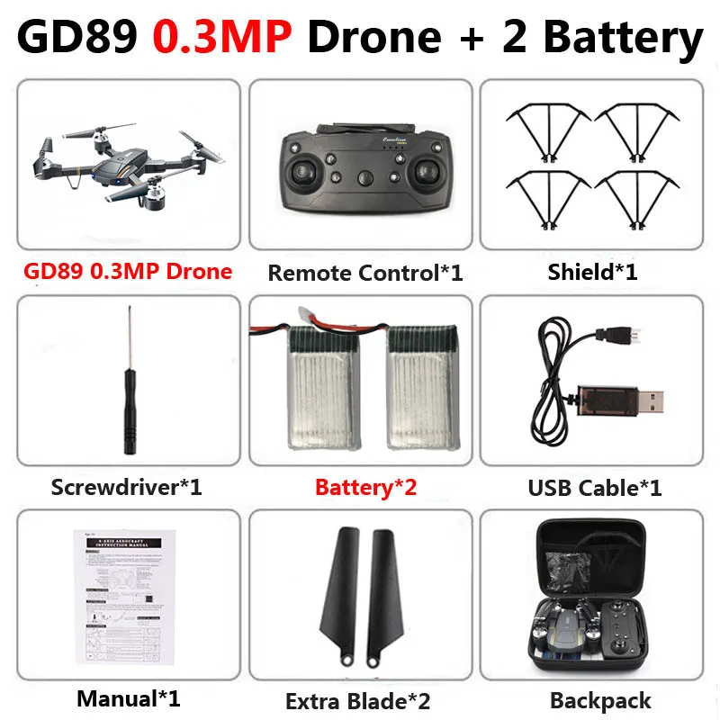 GW58 0.3MP 2B Bag GW58 складной Дрон с камерой HD 2MP FPV Wi-Fi высота удержания антенна видео селфи RC Квадрокоптер вертолет детская игрушка VS SG106 E58 - Цвет: GW58 0.3MP 2B Bag