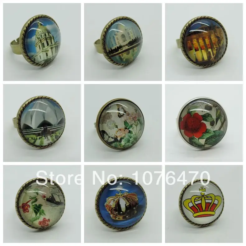 20mm 20pcs Round Glass Cabochon Crown Flower Famous Building Photos Covers Jewelry Findings | Украшения и аксессуары