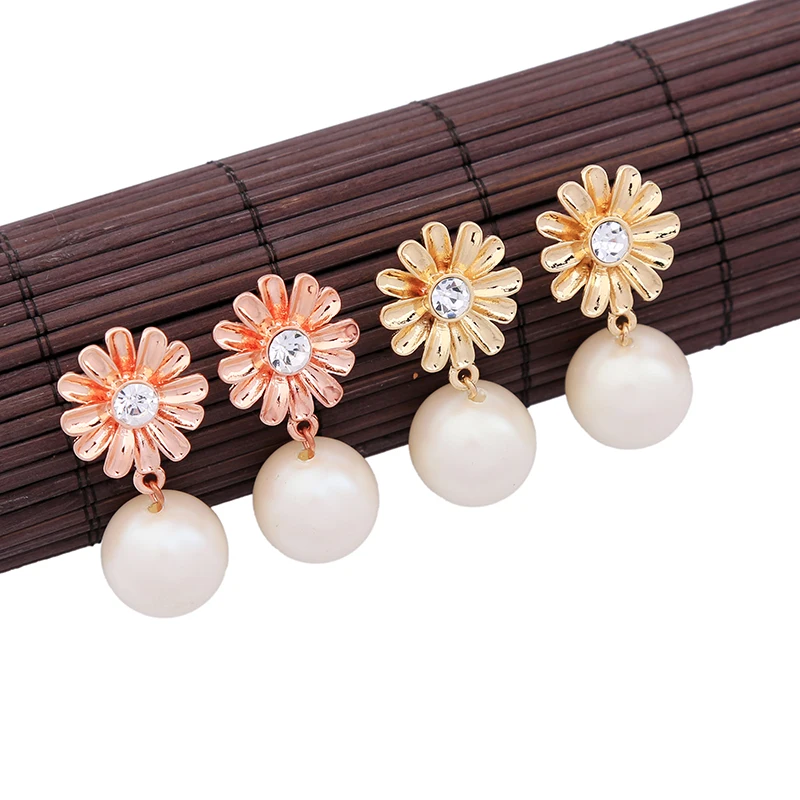 Оптовая цена 2018 новые серьги с цветком из розового золота и висячие