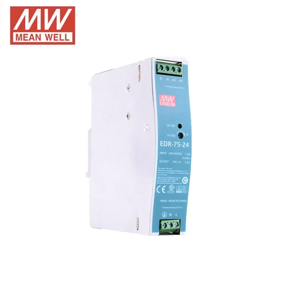 Mean Well EDR 75 24 AC/DC мини размер Вт в промышленный din рейку блок питания 12 В 48 Meanwell