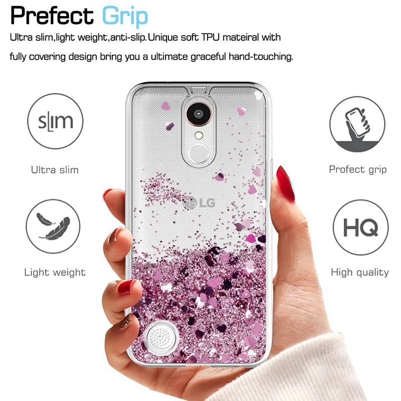 For LG K20 Plus / V Grace Harmony Case Girls Women Liquid Quicksand Bling Cute Clear Soft TPU Silicone Cases Back Cover |