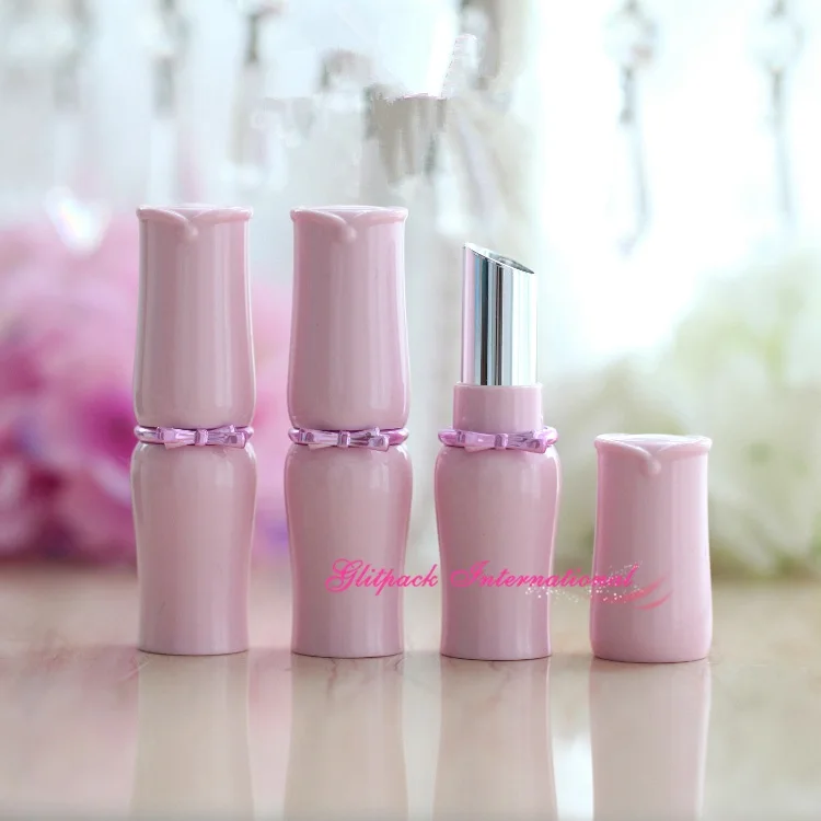 50pcs/lot Luxury Pink Color High Quality Ribbon 5g Empty Chapstick Container Lipstick Tube DIY Lip Balm 11.1mm Cup