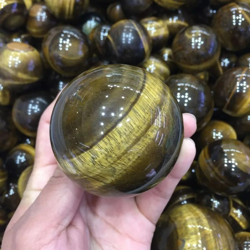 Красивый натуральный желтый тигровый глаз сфера из драгоценных камней размером