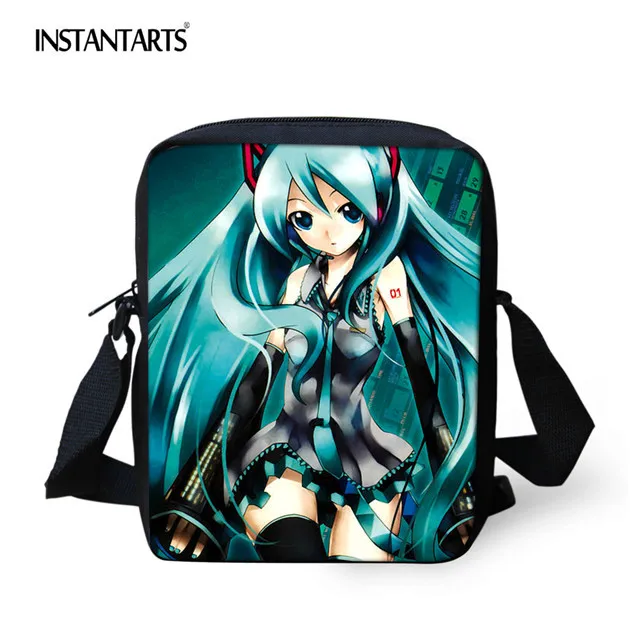 HMC1639E INSTANTARTS Аниме Vocaloid Хацунэ Мику печать сумка через плечо на молнии маленький лоскут сумки на плечо брендовая дизайнерская Студенческая сумка - Цвет: HMC1639E