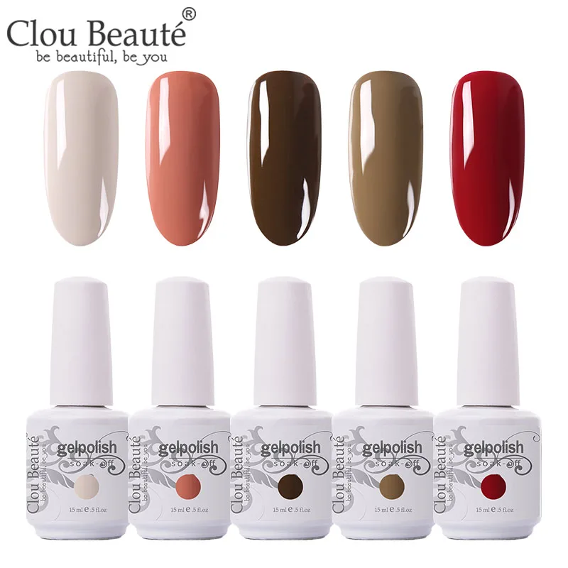 Clou Beaute 5 шт./лот УФ гель лак для ногтей Набор для маникюра геллак Полупостоянный гибридный дизайн ногтей УФ-гель для ногтей - Цвет: 5pcs-15ml-ZH01
