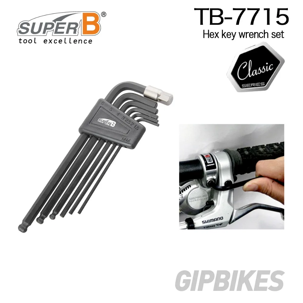 

Super B TB-7715 Bike bicycle repair tools Allen wrench TAIWAN Brand L-Set W/Ball 6PCS tools set 2 2.5 3 4 5 6 8mm hex wrench