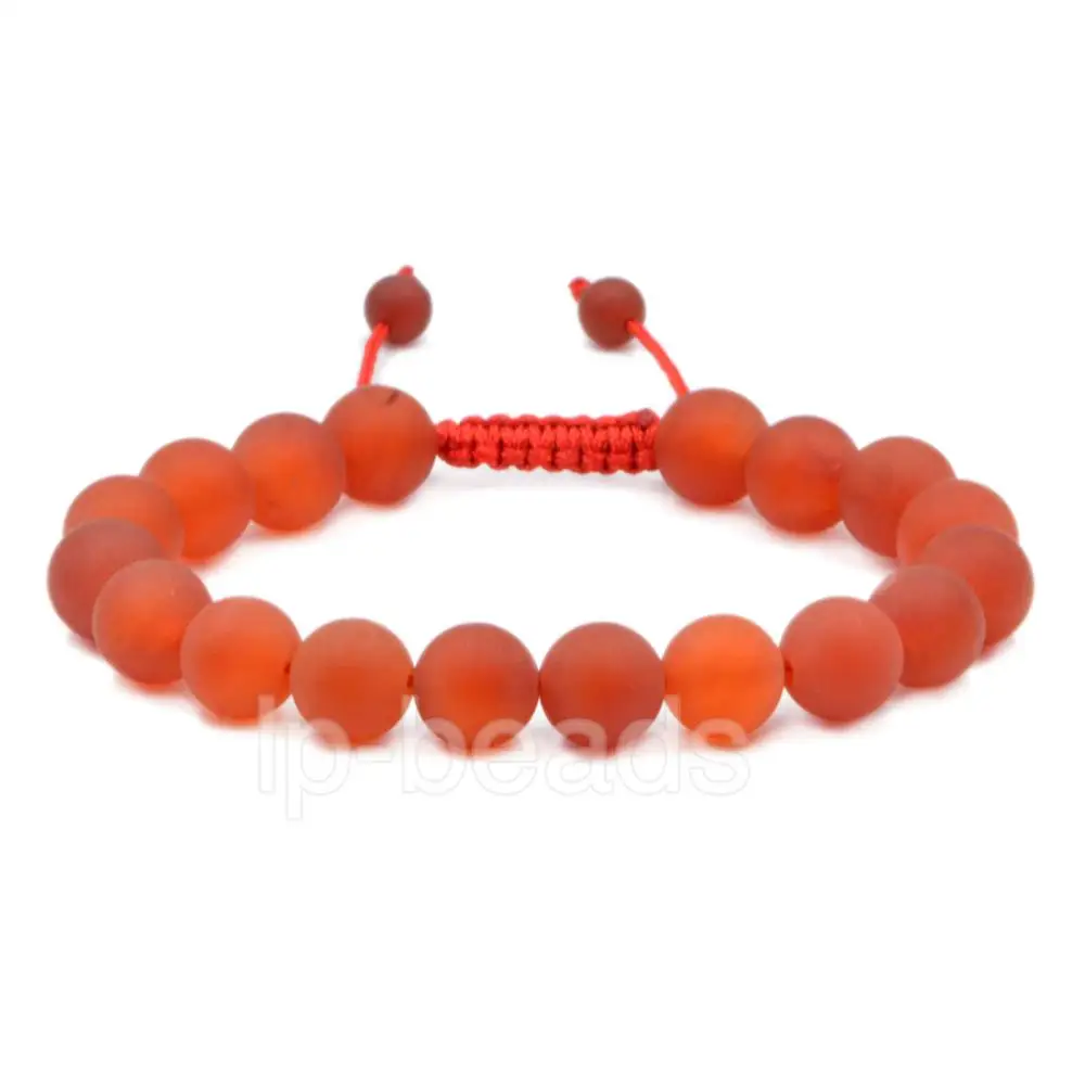 Matte Red Agate 10 мм природных драгоценных камней плетеный браслет 3 шт./лот Для Мужчин's Женская Мода Макраме бисер регулируемый - Окраска металла: Matte Red Agate