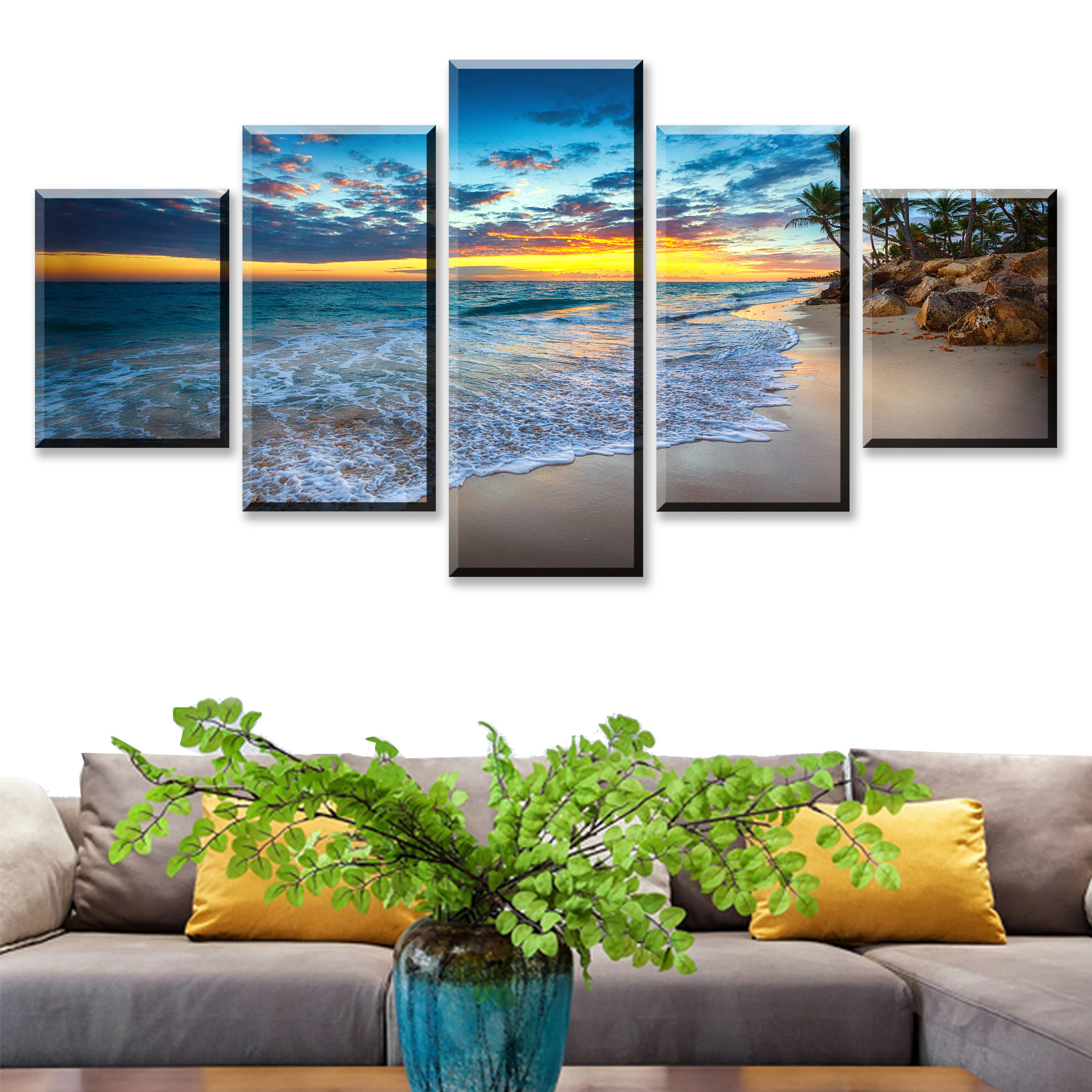 

HD Printed Painting Canvas Kids Room Decor Framework 5 pieces blue sky and white clouds Seascape Modern Poster Modular Picture