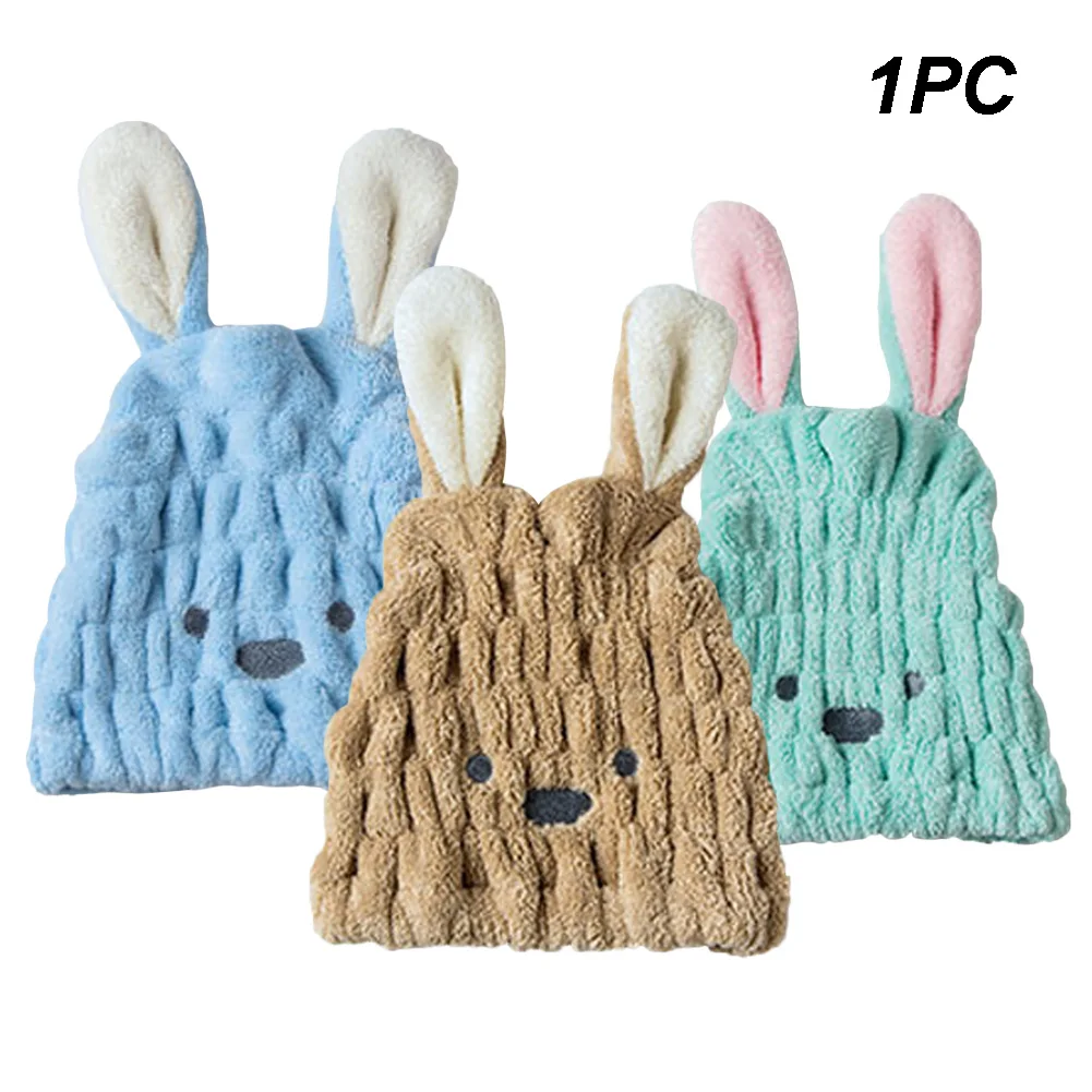 Water Absorption Towel Cap Rabbit Ears Wrap Cartoon Bathing Women Turban Dry Hair Hat | Красота и здоровье