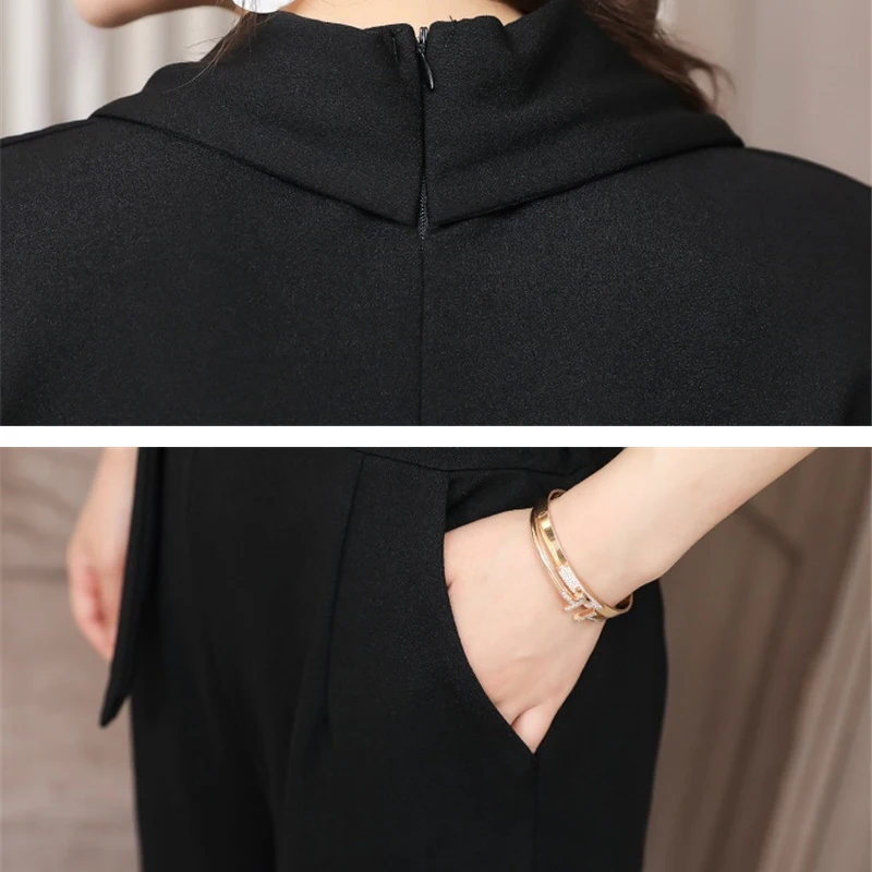

2019 Summer Women Jumpsuit High Waist V-Neck Mesh Chiffon Jumpsuit Elegant Office Lady Loose Jumpsuits Rompers Bodysuit R229