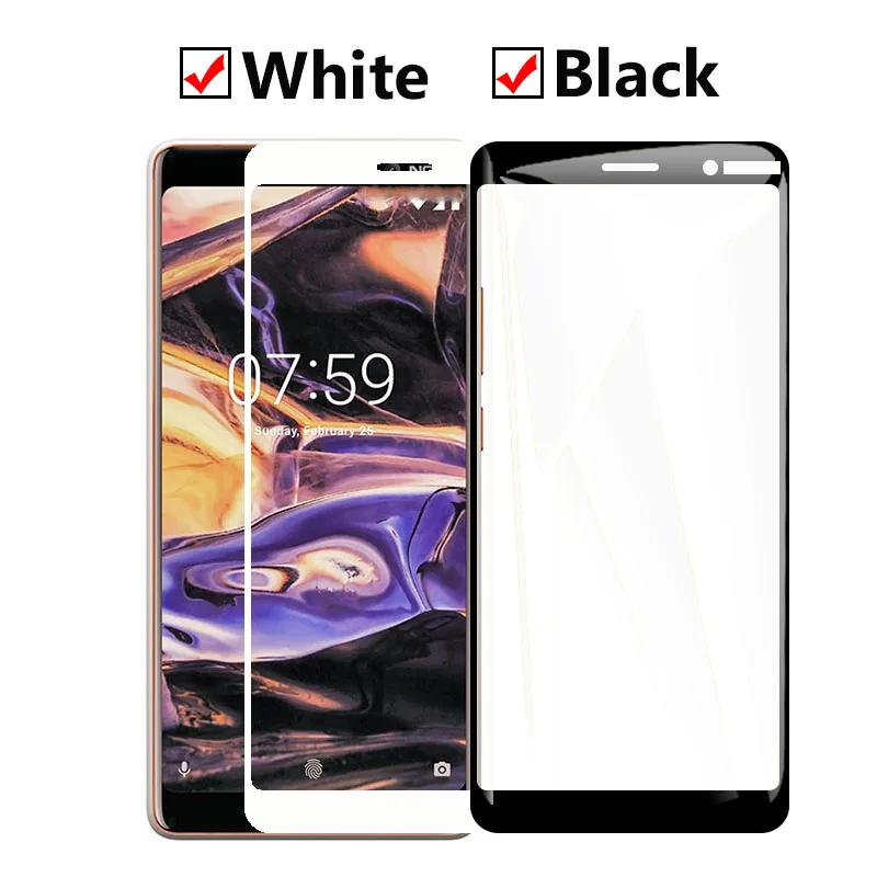 Full Cover Protective Glass on For Nokia 7 6 5 Plus 2018 Screen Protector Tremp Noka Tempered Glas Nokia7 Nokia6 Nokia5 Cam Film | Мобильные