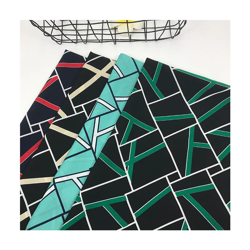 Новая шифоновая Геометрическая Печать ткань атласная стеганая текстильная