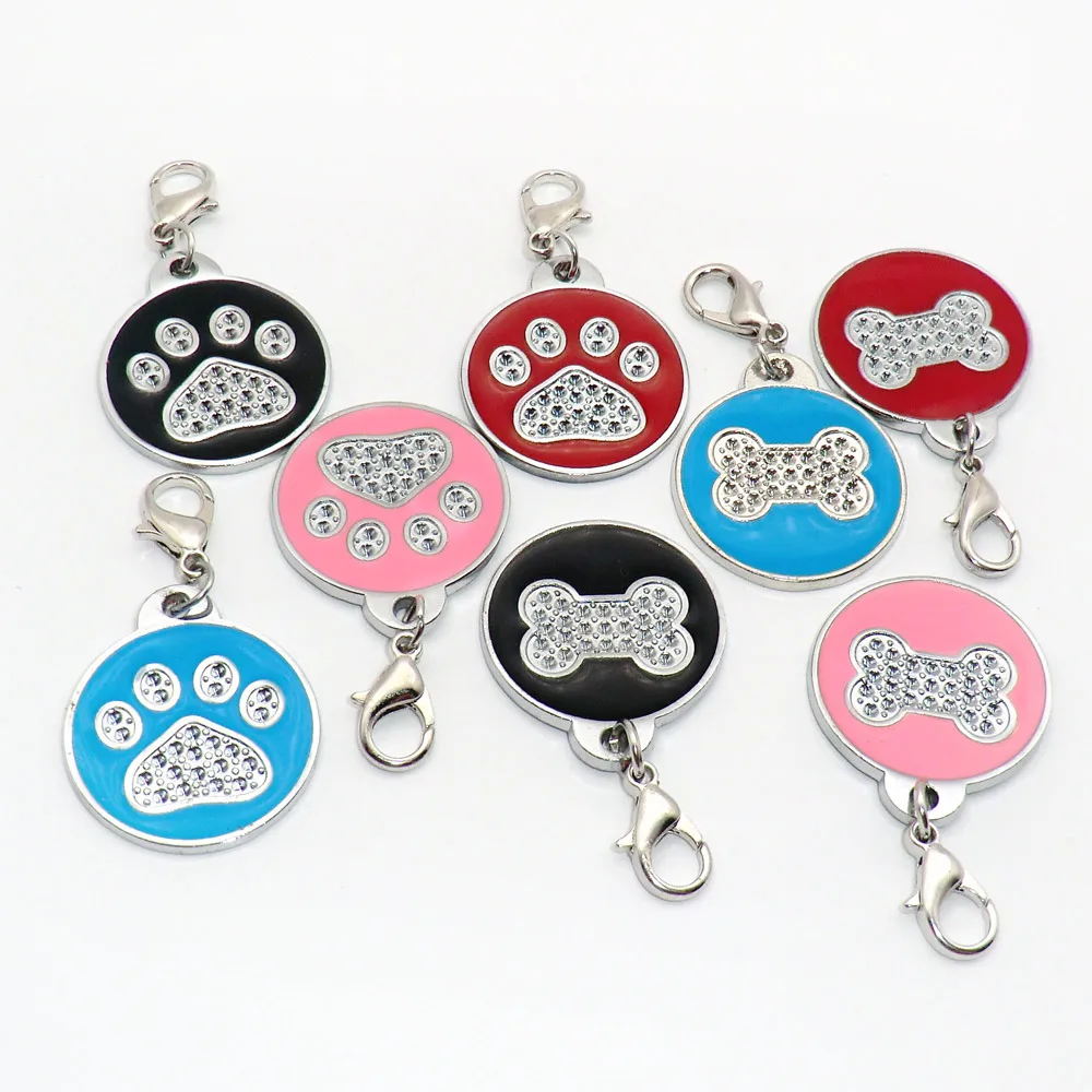 Wholesale 100Pcs Personalized Dog Tags Engraved Cat Puppy Pet ID Name Collar Tag Pendant Pet Accessories Bone Paw Rond Blank Tag