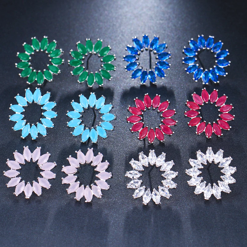 Серьги гвоздики серебряного цвета с прозрачным фианитом|stud earrings|earring studs earringsearrings