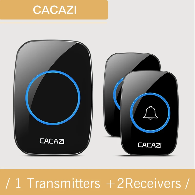 CACAZI белый Беспроводной дверной звонок Водонепроницаемый Smart 38 Мелодия Led кольцо