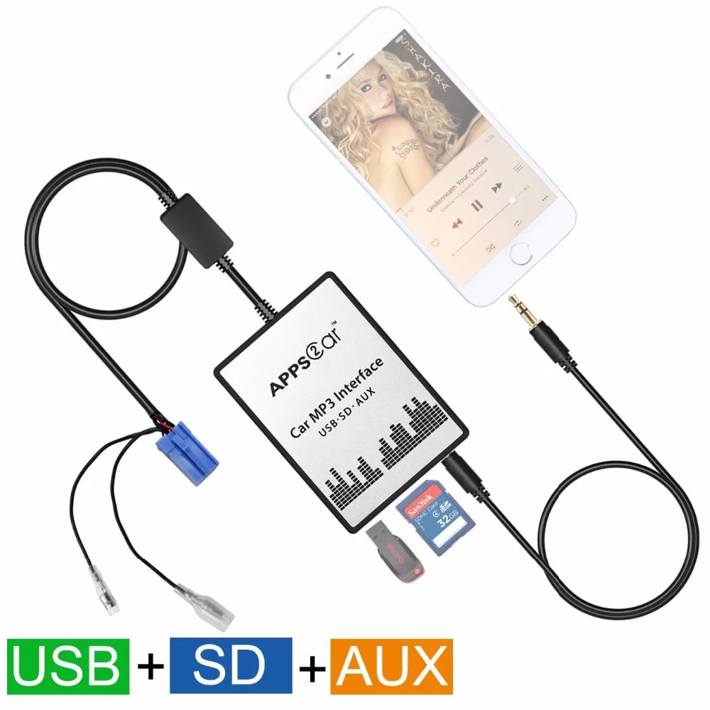 Автомобильный USB SD AUX адаптер цифровой музыкальный преобразователь Mp3 конвертер
